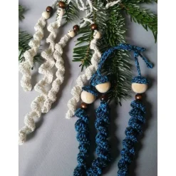 Sorgenwürmchen Naturweiß/silber und blau-meliert Glitzer! Auch als Schlüsselanhänger!