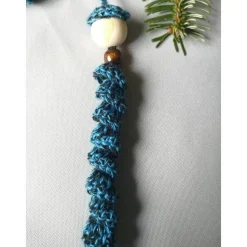 Sorgenwürmchen Naturweiß/silber und blau-meliert Glitzer! Auch als Schlüsselanhänger!