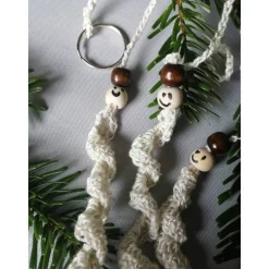 Sorgenwürmchen Naturweiß/silber und blau-meliert Glitzer! Auch als Schlüsselanhänger!