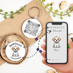 Sparbuch als Anhänger | NFC & QrCode | Personalisiertes Geldgeschenk | Verschiedene Motive