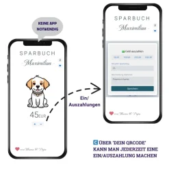 Sparbuch als Anhänger | NFC & QrCode | Personalisiertes Geldgeschenk | Verschiedene Motive