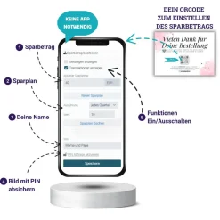 Sparbuch mit QR-Code – personalisierte Geschenkidee zur Taufe, Geburt oder Einschulung | Handmade | Hamster