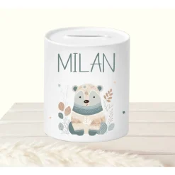 Spardose Kind Löwe personalisiert, Sparschwein mit Namen Kind, Geburtstagsgeschenk Kind, Kinderspardose Geschenk