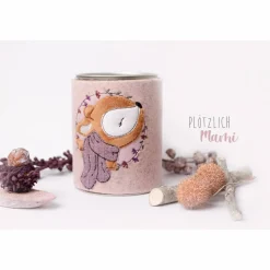 Spardose mit bestickter Filzhülle Reh mit Schal Doodlel