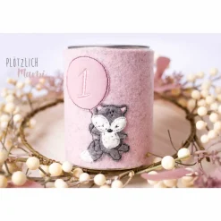 Spardose mit bestickter Filzhülle Fuchs