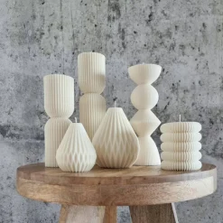 Sparset 6er Set handgegossene Kerzen - Sojawachs - Gerippte Säulen & Rillenkerzen, vegan, nachhaltig, minimalis