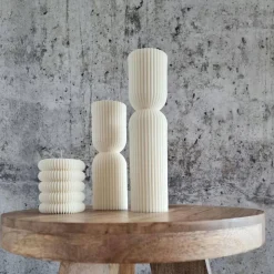 Sparset 6er Set handgegossene Kerzen - Sojawachs - Gerippte Säulen & Rillenkerzen, vegan, nachhaltig, minimalis