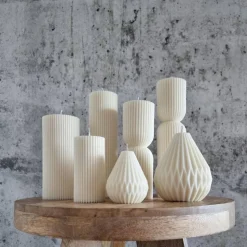 Sparset 6er Set handgegossene Kerzen - Sojawachs - Gerippte Säulen & Rillenkerzen, vegan, nachhaltig, minimalistisch