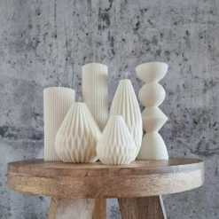 Sparset 6er Set handgegossene Kerzen - Sojawachs - Gerippte Säulen & Rillenkerzen, vegan, nachhaltig, minimalistisch