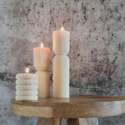 Sparset 5er Set handgegossene Kerzen - Sojawachs - Gerippte Säulen & Rillenkerzen, vegan, nachhaltig, minimalistisch