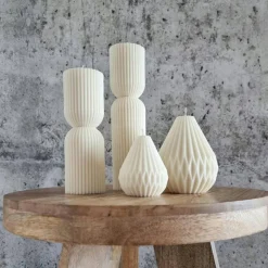 Sparset 5er Set handgegossene Kerzen - Sojawachs - Gerippte Säulen & Rillenkerzen, vegan, nachhaltig, minimalistisch