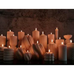 Sparset 7er Set handgegossene Kerzen - Sojawachs - Gerippte Säulen & Rillenkerzen, vegan, nachhaltig