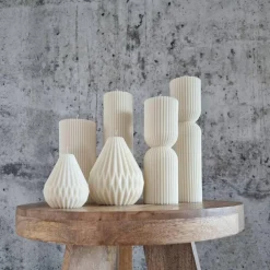 Sparset 7er Set handgegossene Kerzen - Sojawachs - Gerippte Säulen & Rillenkerzen, vegan, nachhaltig