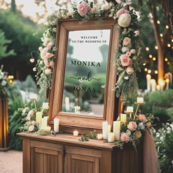 Spiegel Hochzeit Aufkleber, Hochzeitsschild Deko, personalisierte Hochzeit Spiegel Aufkleber, Hochzeits-Empfangsschild,
