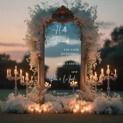 Spiegel Hochzeit Aufkleber, Hochzeitsschild Deko, personalisierte Hochzeit Spiegel Aufkleber, Hochzeits-Empfangsschild,
