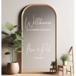 Spiegel Hochzeit Aufkleber, Hochzeitsschild Deko, personalisierte Hochzeit Spiegel Aufkleber, Hochzeits-Empfangsschild,