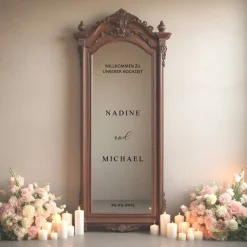 Spiegel Hochzeit Aufkleber, Hochzeitsschild Deko, personalisierte Hochzeit Spiegel Aufkleber, Hochzeits-Empfangsschild,