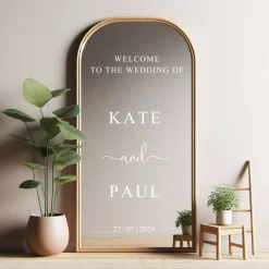 Spiegel Hochzeit Aufkleber, Hochzeitsschild Deko, personalisierte Hochzeit Spiegel Aufkleber, Hochzeits-Empfangsschild,