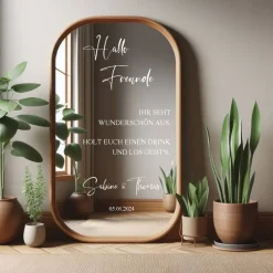 Spiegel Hochzeit Aufkleber, Hochzeitsschild Deko, personalisierte Hochzeit Spiegel Aufkleber, Hochzeits-Empfangsschild,