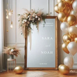 Spiegel Hochzeit Aufkleber, Hochzeitsschild Deko, personalisierte Hochzeit Spiegel Aufkleber, Hochzeits-Empfangsschild,