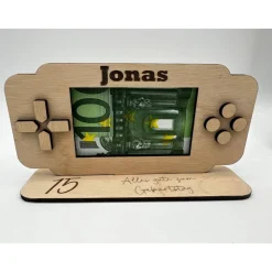 Spielekonsole Geschenkidee – Personalisierter Gutscheinhalter aus Holz, Geldgeschenk & Gutscheinverpackung zum Geburtstag