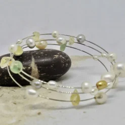 Spiralarmband mit Perlen, Armreif mit Perlen zur Hochzeit, für die beste Freundin