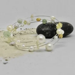 Spiralarmband mit Perlen, Armreif mit Perlen zur Hochzeit, für die beste Freundin