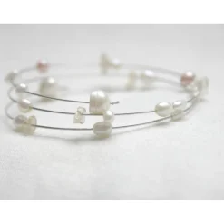 Spiralarmband mit Perlen, Armreif mit Perlen zur Hochzeit, für die beste Freundin