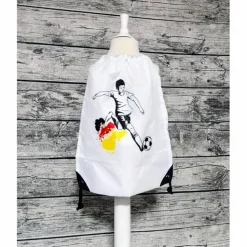 Sportbeutel bedruckt mit Fußballer, Zugbeutel, Rucksack mit Text