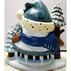 Süsser Schneemann aus Keramik zum Beleuchten