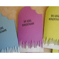 5St. Einladungskarten zum Kindergeburtstag Eistüte Eiskarte Eis Mädchen oder Jungen Einladung Eisessen