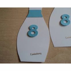 4St Einladungskarten zum Kindergeburtstag Kegeln Junge Mädchen Farben und Zahlen nach Wahl