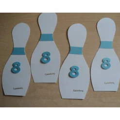 4St Einladungskarten zum Kindergeburtstag Kegeln Junge Mädchen Farben und Zahlen nach Wahl