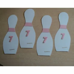 4St Einladungskarten zum Kindergeburtstag Kegeln Junge Mädchen Farben und Zahlen nach Wahl