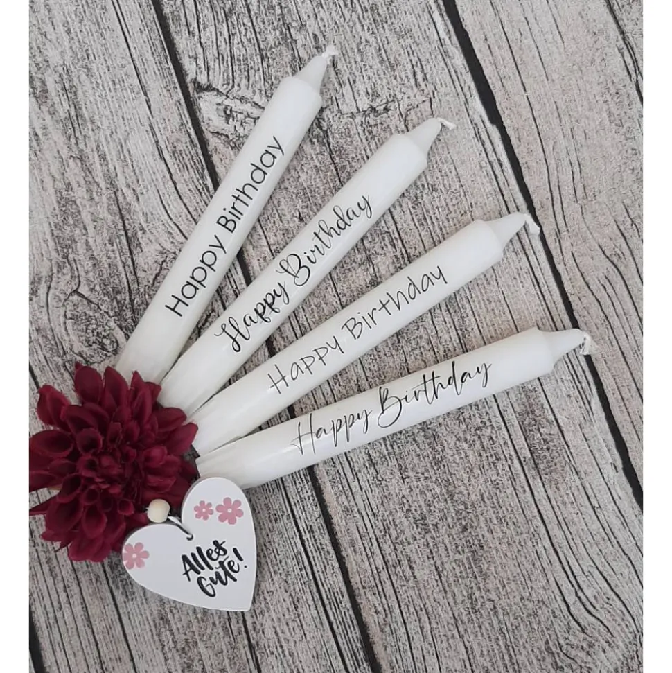 Stabkerzen zum Geburtstag ~ Kerzen " Happy Birthday" ~ Deko Kerze ~ Geburtstagskerze