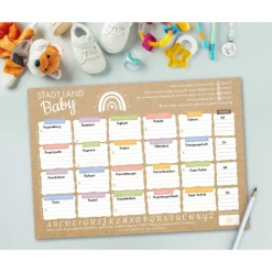 Stadt Land Fluss Baby als lustiges Babyparty Spiel • 20 (un) typische Fragen • Für Mädchen & Jungen • CreativeRobin