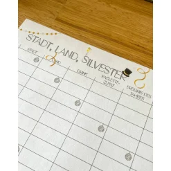 Stadt Land Silvester Spielblock in DIN A5