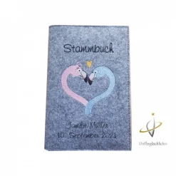 Stammbuch Stammbuchhülle Einband Umschlag für Stammbuch Namensbestickung Flamingos