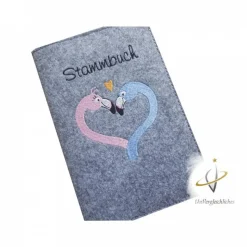 Stammbuch Stammbuchhülle Einband Umschlag für Stammbuch Namensbestickung Flamingos