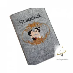 Stammbuch Stammbuchhülle Einband Umschlag für Stammbuch Namensbestickung Brautpaar