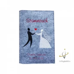 Stammbuch Stammbuchhülle Hochzeitskuss Einband Umschlag für Stammbuch Namensbestickung Familienbuch