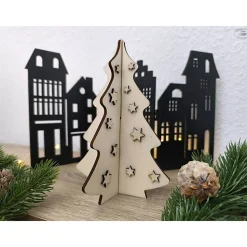 Steck-Tannenbaum aus Holz mit Sternchen (Bastelset)