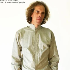 STEHKRAGEN HEMD mit Siebdruck + verdeckte Knöpfe