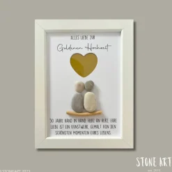 Steinbild "50 Jahre Hand in Hand" – Persönliches Geldgeschenk zur Goldenen Hochzeit mit Herzausschnitt