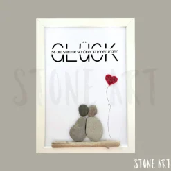 Steinbild „Glück ist die Summe schöner Erinnerungen“ – Handgemachtes Geschenk zur Hochzeit & Jubiläum