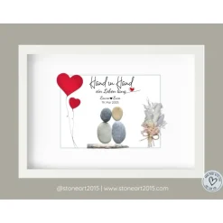 Steinbild Hand in Hand – Personalisiertes Hochzeitsgeschenk, Silberhochzeit, Goldene Hochzeit, Unikat