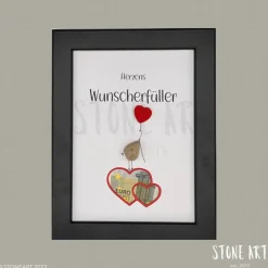 Steinbild Herzenswunscherfüller – Dein individuelles Geldgeschenk mit Natursteinen und Herzballon