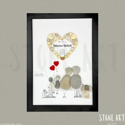 Steinbild Hölzerne Hochzeit – handgefertigtes Geschenk zum 5.–10. Hochzeitstag, optional mit passender Karte