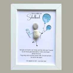 Steinbild „Hurra, endlich Schulkind“ – Geldgeschenk zur Einschulung, personalisiert & handgemacht