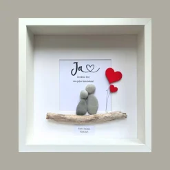 Steinbild „Ja – ein kleines Wort, das großes Glück bedeutet“ – Personalisierbares Hochzeitsgeschenk